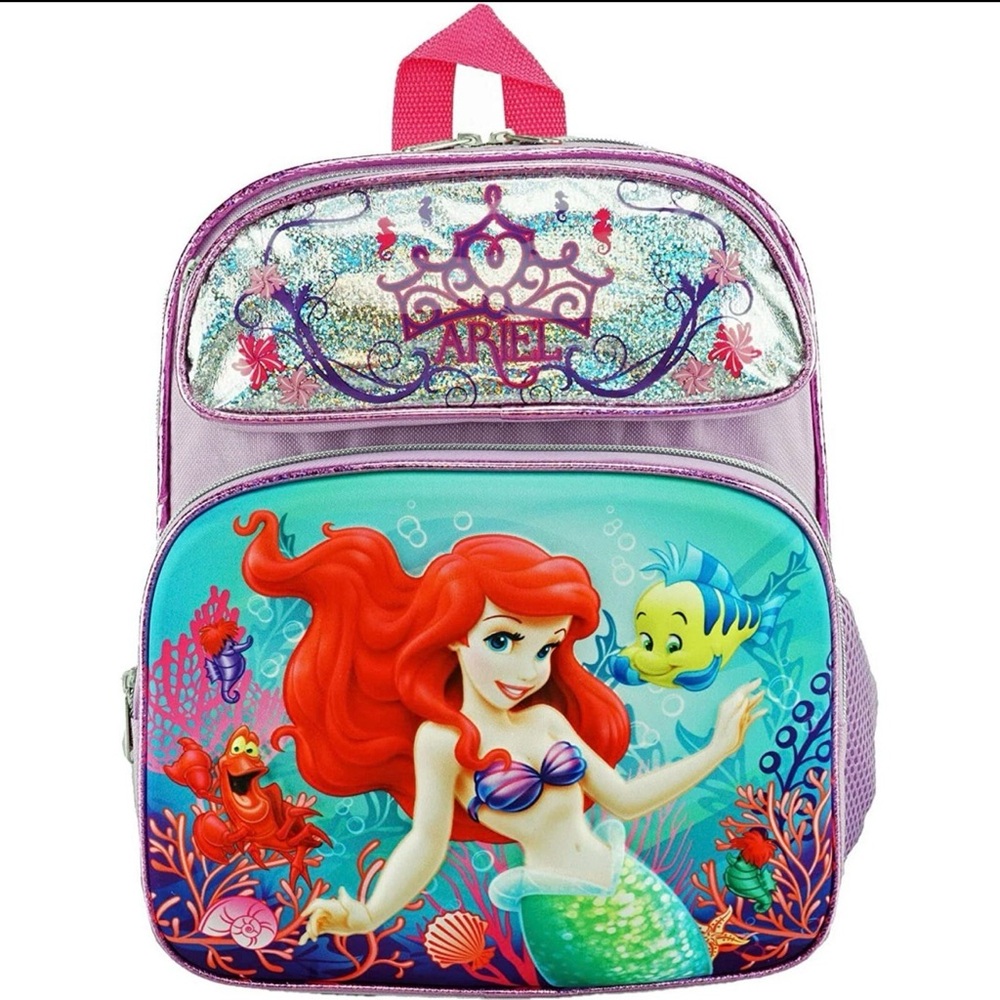 3D Ariel Themed Backpack with Purple and Blue Accents